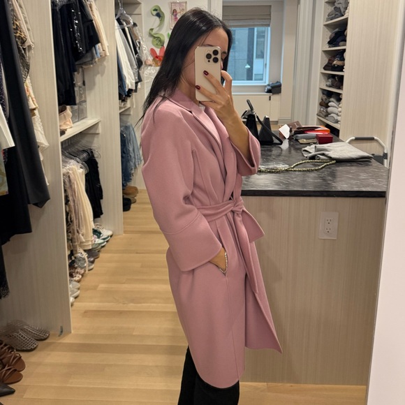 S’ Max Mara 100% Wool Coat Women’s Pink Belted USA 2/I 36 - Picture 2 of 10